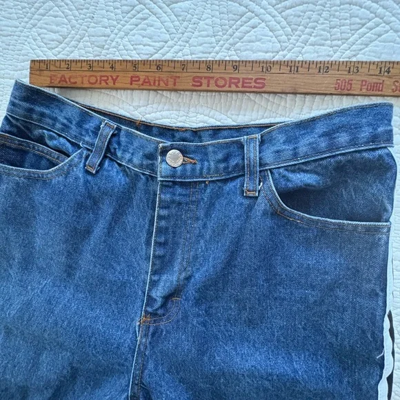 Vintage Denim with Black and White Stripes High Rise wife Leg Large NAVI - Picture 9 of 13